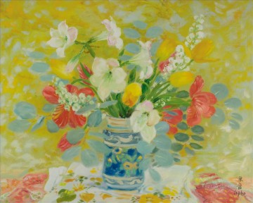 Flowers in Yellow Asian Oil Paintings